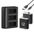 2 Pack 1730mAh Batteries for GoPro Hero 12/11/10/9 Black, with 3-Channel LCD USB Fast Charger