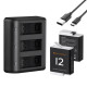 2 Pack 1730mAh Batteries for GoPro Hero 12/11/10/9 Black, with 3-Channel LCD USB Fast Charger